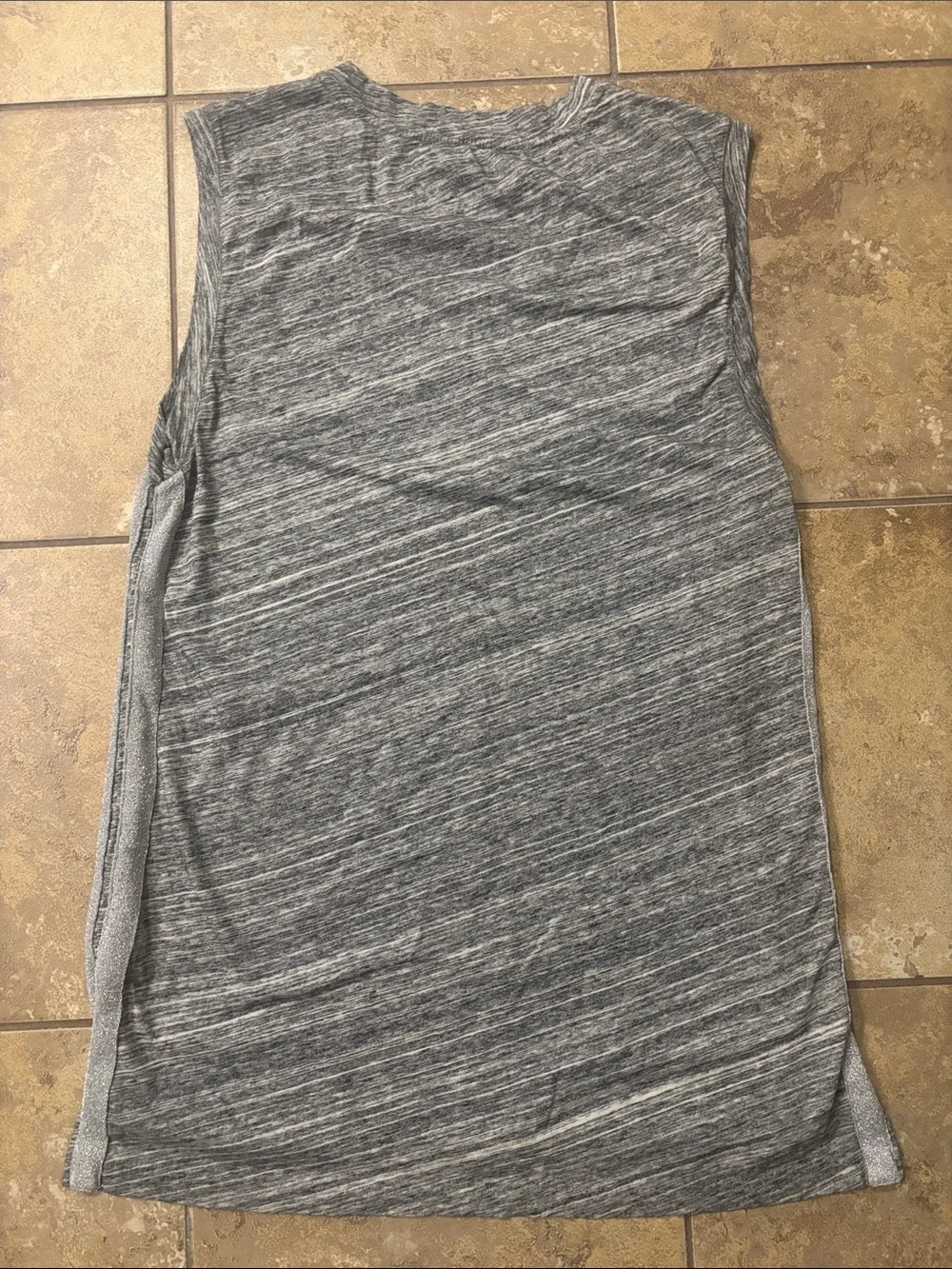 J. Crew Space Dye Gray Sleeveless Side-Slit metallic style c1927 muscle tank SM